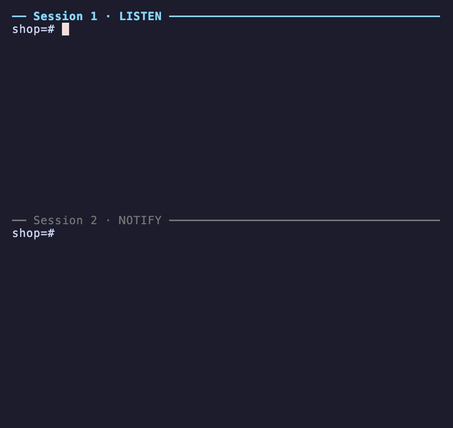 PG LISTEN/NOTIFY Terminal GIF